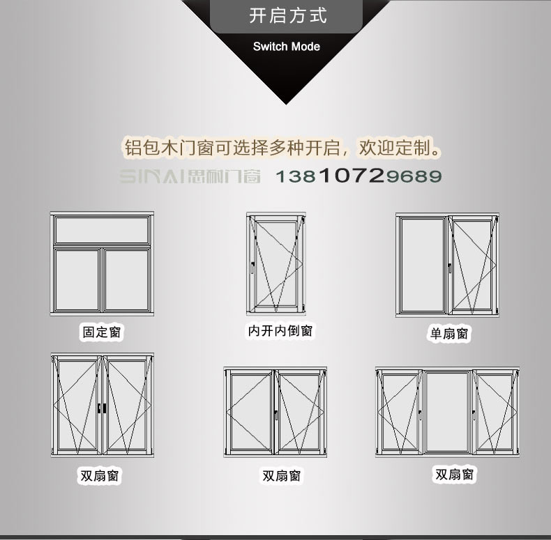 鋁包木門窗開啟方式